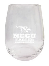 North Carolina Central Eagles Etched Stemless Wine Glass 9 oz