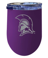 North Carolina Greensboro Spartans 12 oz Etched Insulated Wine Stainless Steel Tumbler Purple