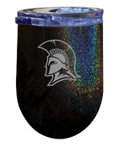 North Carolina Greensboro Spartans 12 oz Laser Etched Insulated Wine Stainless Steel Tumbler Rainbow Glitter Black