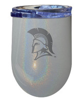 North Carolina Greensboro Spartans 12 oz Laser Etched Insulated Wine Stainless Steel Tumbler Rainbow Glitter Grey
