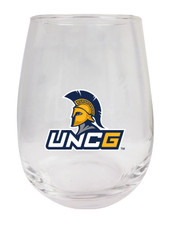 North Carolina Greensboro Spartans 9 oz Stemless Wine Glass