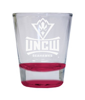 North Carolina Wilmington Seahawks Etched Round Shot Glass 2 oz Red