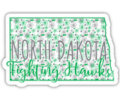 North Dakota Fighting Hawks Floral State Die Cut Decal 4-Inch