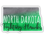 North Dakota Fighting Hawks Watercolor State Die Cut Decal 4-Inch