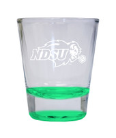 North Dakota State Bison Etched Round Shot Glass 2 oz Green