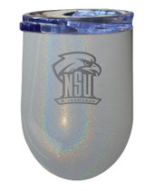 Northeastern State University Riverhawks 12 oz Laser Etched Insulated Wine Stainless Steel Tumbler Rainbow Glitter Grey
