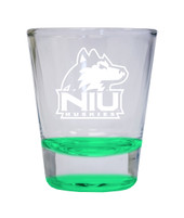 Northern Illinois Huskies Etched Round Shot Glass 2 oz Green