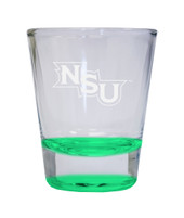 Northwestern State Demons Etched Round Shot Glass 2 oz Green