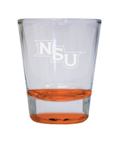 Northwestern State Demons Etched Round Shot Glass 2 oz Orange