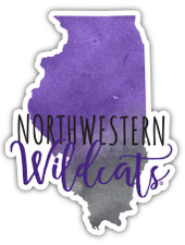 Northwestern University Wildcats Watercolor State Die Cut Decal 4-Inch