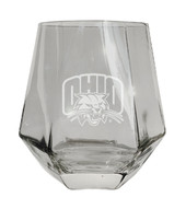 Ohio University Etched Diamond Cut Stemless 10 ounce Wine Glass Clear