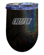 Ohio Wesleyan University 12 oz Laser Etched Insulated Wine Stainless Steel Tumbler Rainbow Glitter Black