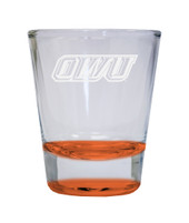Ohio Wesleyan University Etched Round Shot Glass 2 oz Orange