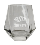 Oklahoma State Cowboys Etched Diamond Cut Stemless 10 ounce Wine Glass Clear