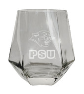 Plymouth State University Etched Diamond Cut Stemless 10 ounce Wine Glass Clear