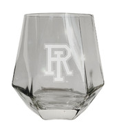 Rhode Island University Etched Diamond Cut Stemless 10 ounce Wine Glass Clear