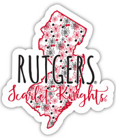 Rutgers Scarlet Knights Floral State Die Cut Decal 4-Inch