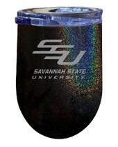 Savannah State University 12 oz Laser Etched Insulated Wine Stainless Steel Tumbler Rainbow Glitter Grey