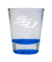 Savannah State University Etched Round Shot Glass 2 oz Blue