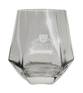 Shaw University Bears Etched Diamond Cut Stemless 10 ounce Wine Glass Clear