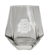 South Dakota State Jackrabbits Etched Diamond Cut Stemless 10 ounce Wine Glass Clear