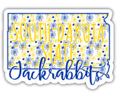 South Dakota State Jackrabbits Floral State Die Cut Decal 2-Inch