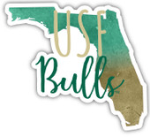 South Florida Bulls Watercolor State Die Cut Decal 4-Inch