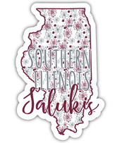 Southern Illinois Salukis Floral State Die Cut Decal 2-Inch