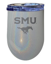 Southern Methodist University 12 oz Laser Etched Insulated Wine Stainless Steel Tumbler Rainbow Glitter Grey