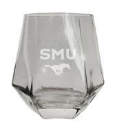 Southern Methodist University Etched Diamond Cut Stemless 10 ounce Wine Glass Clear