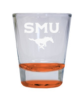 Southern Methodist University Etched Round Shot Glass 2 oz Orange