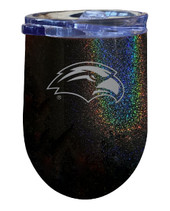 Southern Mississippi Golden Eagles 12 oz Laser Etched Insulated Wine Stainless Steel Tumbler Rainbow Glitter Black