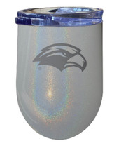 Southern Mississippi Golden Eagles 12 oz Laser Etched Insulated Wine Stainless Steel Tumbler Rainbow Glitter Grey