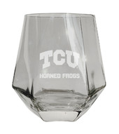 Texas Christian University Etched Diamond Cut Stemless 10 ounce Wine Glass Clear