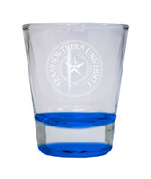 Texas Southern University Etched Round Shot Glass 2 oz Blue