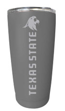 Texas State Bobcats Etched 16 oz Stainless Steel Tumbler (Gray)