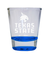 Texas State Bobcats Etched Round Shot Glass 2 oz Blue