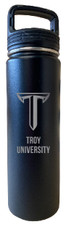 Troy University 32 oz Engraved Insulated Double Wall Stainless Steel Water Bottle Tumbler (Black)