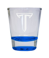 Troy University Etched Round Shot Glass 2 oz Blue