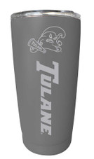 Tulane University Green Wave Etched 16 oz Stainless Steel Tumbler (Gray)