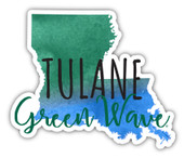 Tulane University Green Wave Watercolor State Die Cut Decal 2-Inch