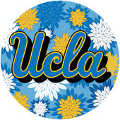 UCLA Bruins NCAA Collegiate Trendy Floral Flower Fashion Pattern 4 Inch Round Decal Sticker