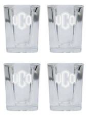 University of Central Oklahoma Bronchos 2 Ounce Square Shot Glass laser etched logo Design 4-Pack