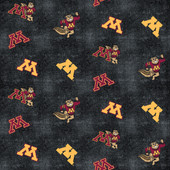 University of Minnesota Golden Gophers Flannel Fabric with Distressed Logo Print