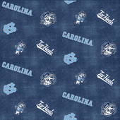 University of North Carolina Tar Heels Flannel Fabric with Distressed Logo Print