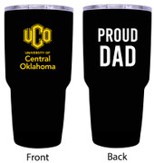 University of Central Oklahoma Bronchos Proud Dad 24 oz Insulated Stainless Steel Tumblers Black.
