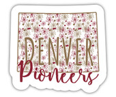 University of Denver Pioneers Floral State Die Cut Decal 2-Inch