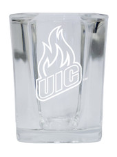 University of Illinois at Chicago 2 Ounce Square Shot Glass laser etched logo Design