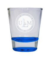 University of Louisiana Monroe Etched Round Shot Glass 2 oz Blue