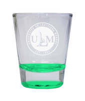 University of Louisiana Monroe Etched Round Shot Glass 2 oz Green